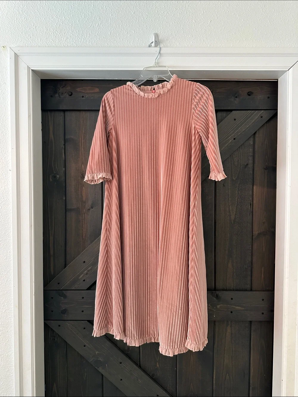 Dainty Jewells Pink Velvet Pleated Formal Dress for Girls